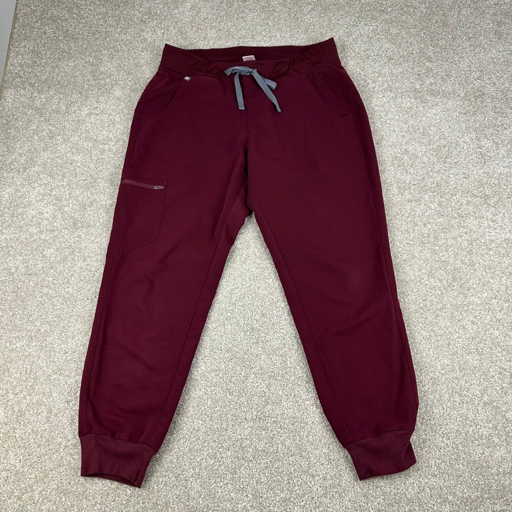 FIGS Zamora Jogger Scrub Pants Medium Petite Burgundy Maroon FIONx Technical M/P